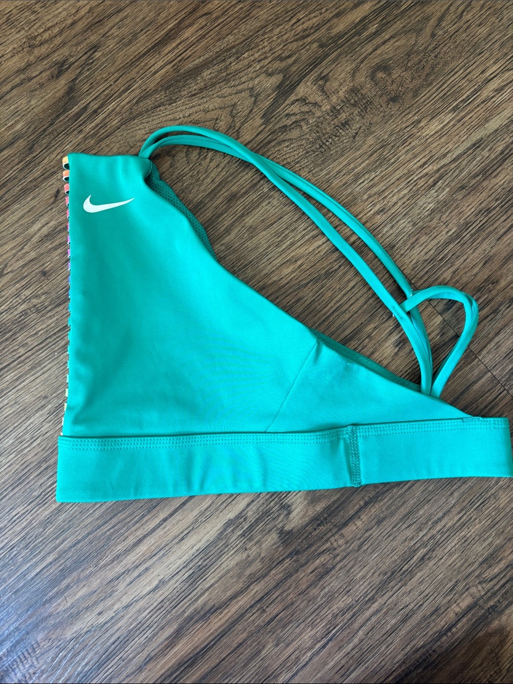 Nike Dri-FIT Indy Rainbow Ladder Sports Bra Teal High Neck Size Small - Picture 6 of 6